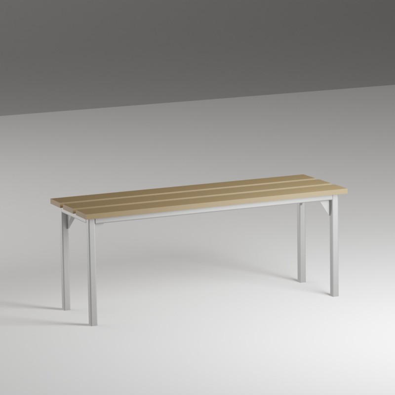 METAL BENCH WITH VARNISHED PLANKS