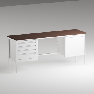 DESK WITH CABINET AND 4...
